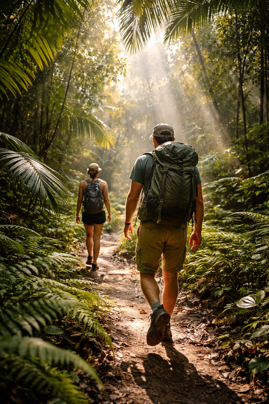 Jungle hike in national park trail